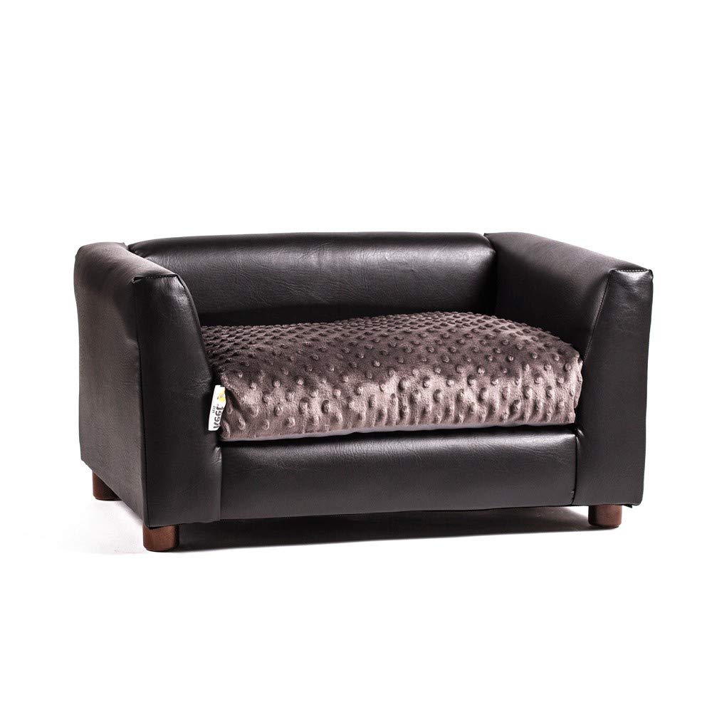 Keet Fluffy Deluxe Pet Bed, Sofa Charcoal, Small