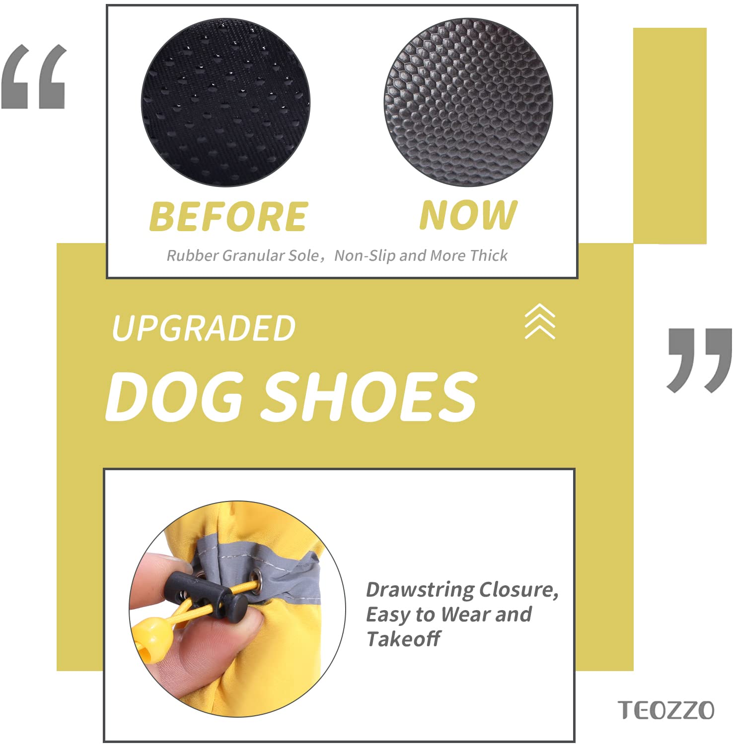 Teozzo Dog Shoes For Winter Dogs Boots & Paw Protector Warm Pet Booties For Puppy With Reflective Strip Dog Snow Boots For Small Medium Size Dogs 4Pcs Yellow Size3