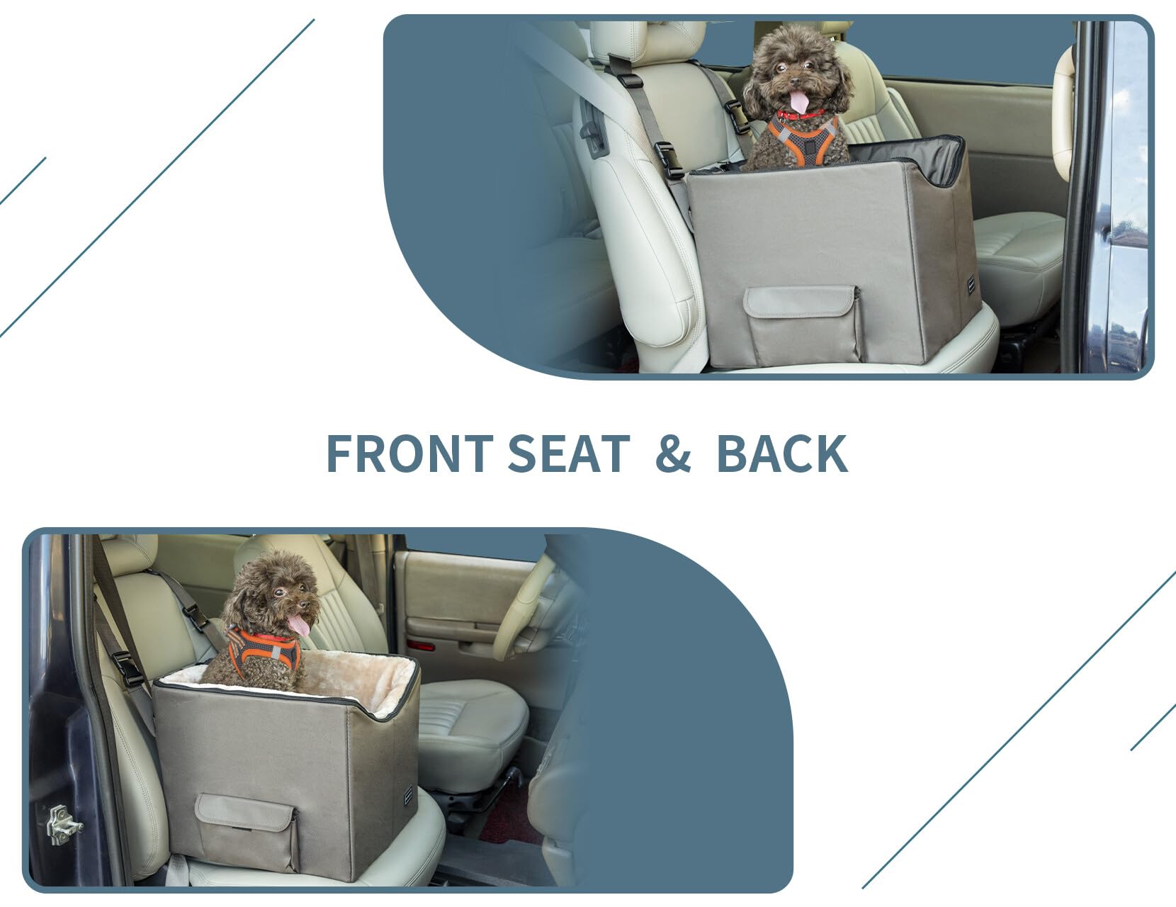 Petsfit Dog/Cat Booster Seat with Pockets, small dog car seat for Cars, Trucks and SUVs (Small, Dark Brown)