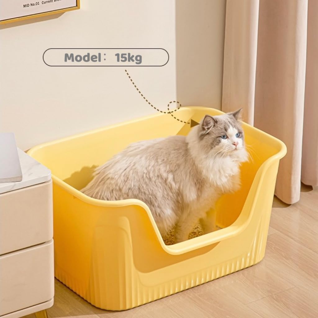 TownTime Extra Large Litter Box with High Sides 25.27'' Lx17.83 Wx13.11 H,Anti-Splashing Kitty Litter Box,Tool-Free Assembly,Mul