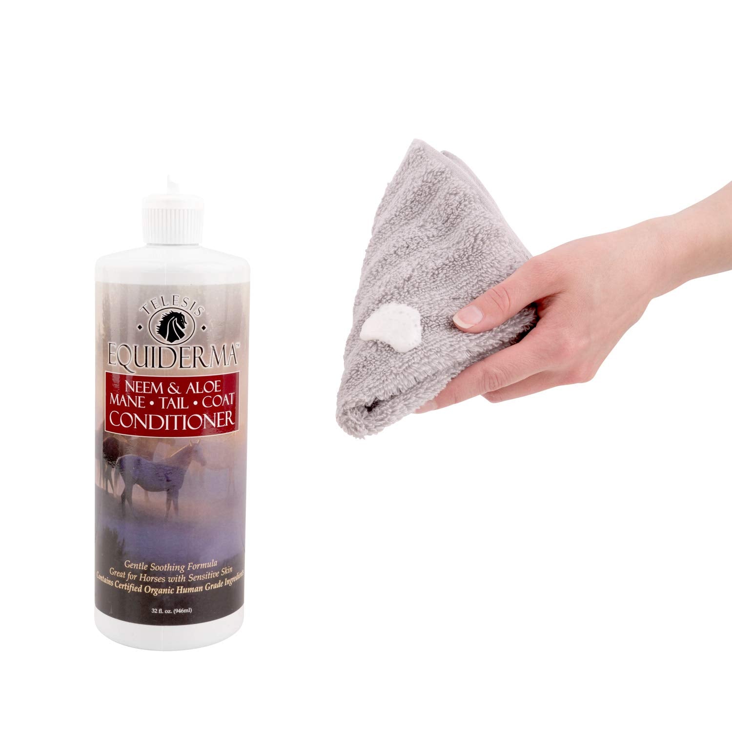 Equiderma Neem And Aloe Coat Conditioner, 32 Ounces Per Bottle, For Horses