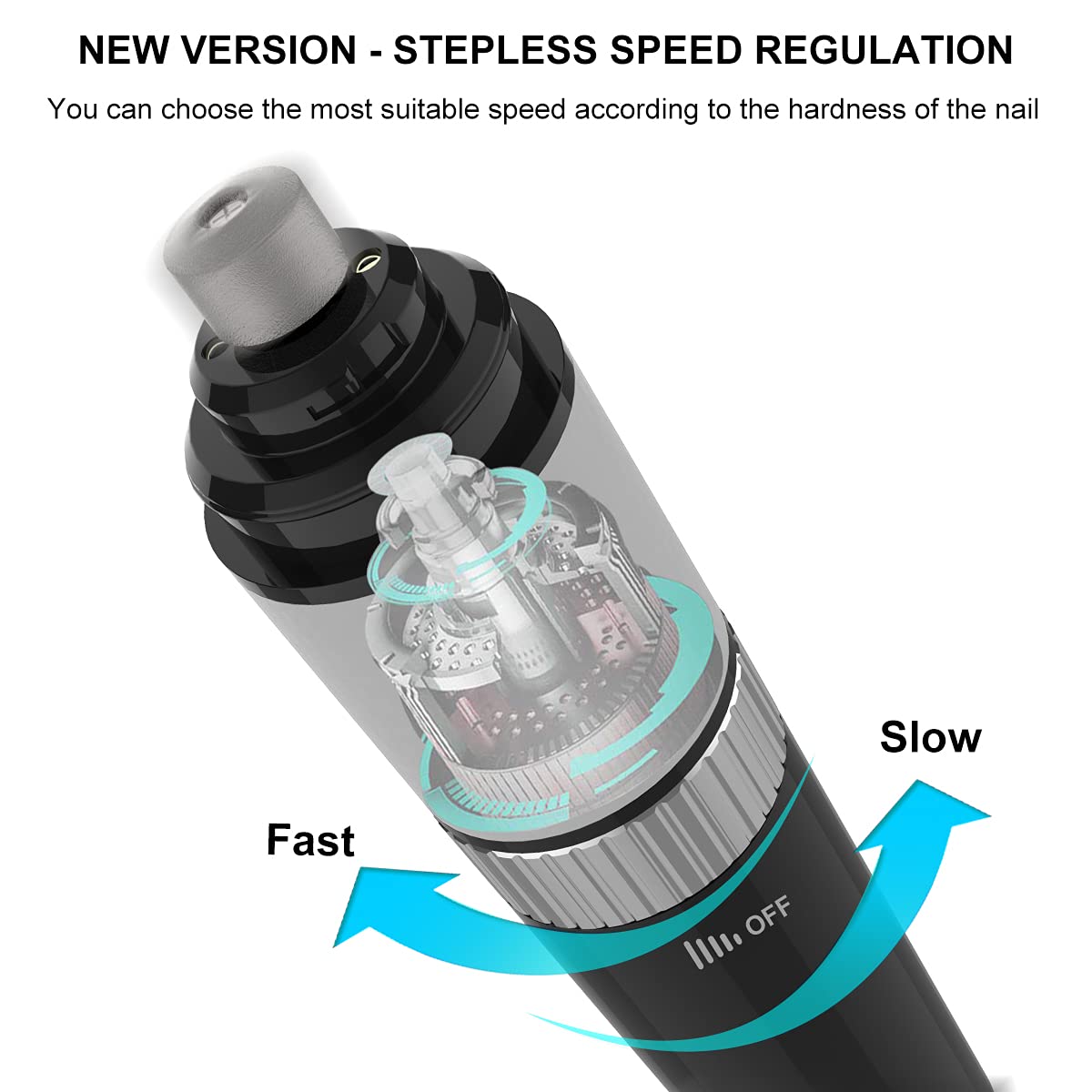 Casifor Dog Nail Grinder - Powerful Electric Trimmer with Quiet Operation, Stepless Speed, for Large, Medium, Small Dogs & Cats - Black