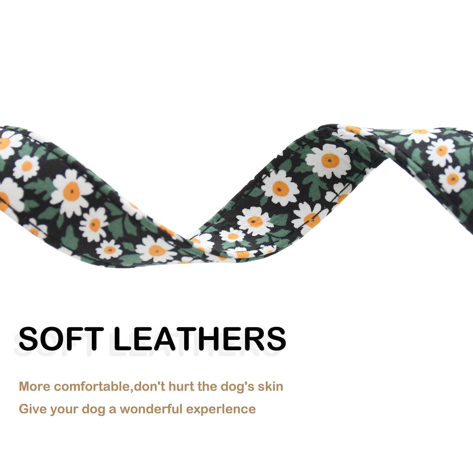 2 Pcs Cotton Dog Collar Soft Cute Flower -3 Sizes Soft Nylon Puppy Collar Adjustable For Girl Female Small Medium Large Dogs(01-