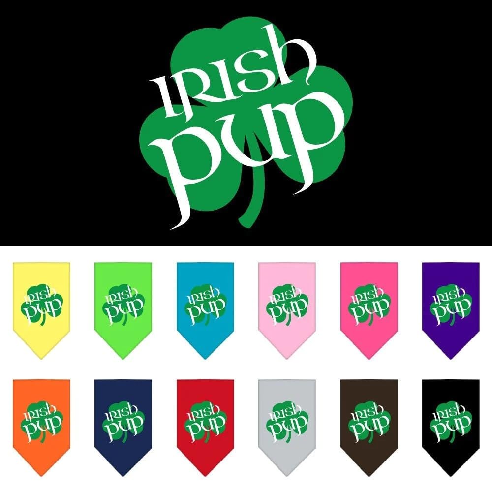 Pet and Dog Bandana Screen Printed, &quot;Irish Pup&quot; Grey Large