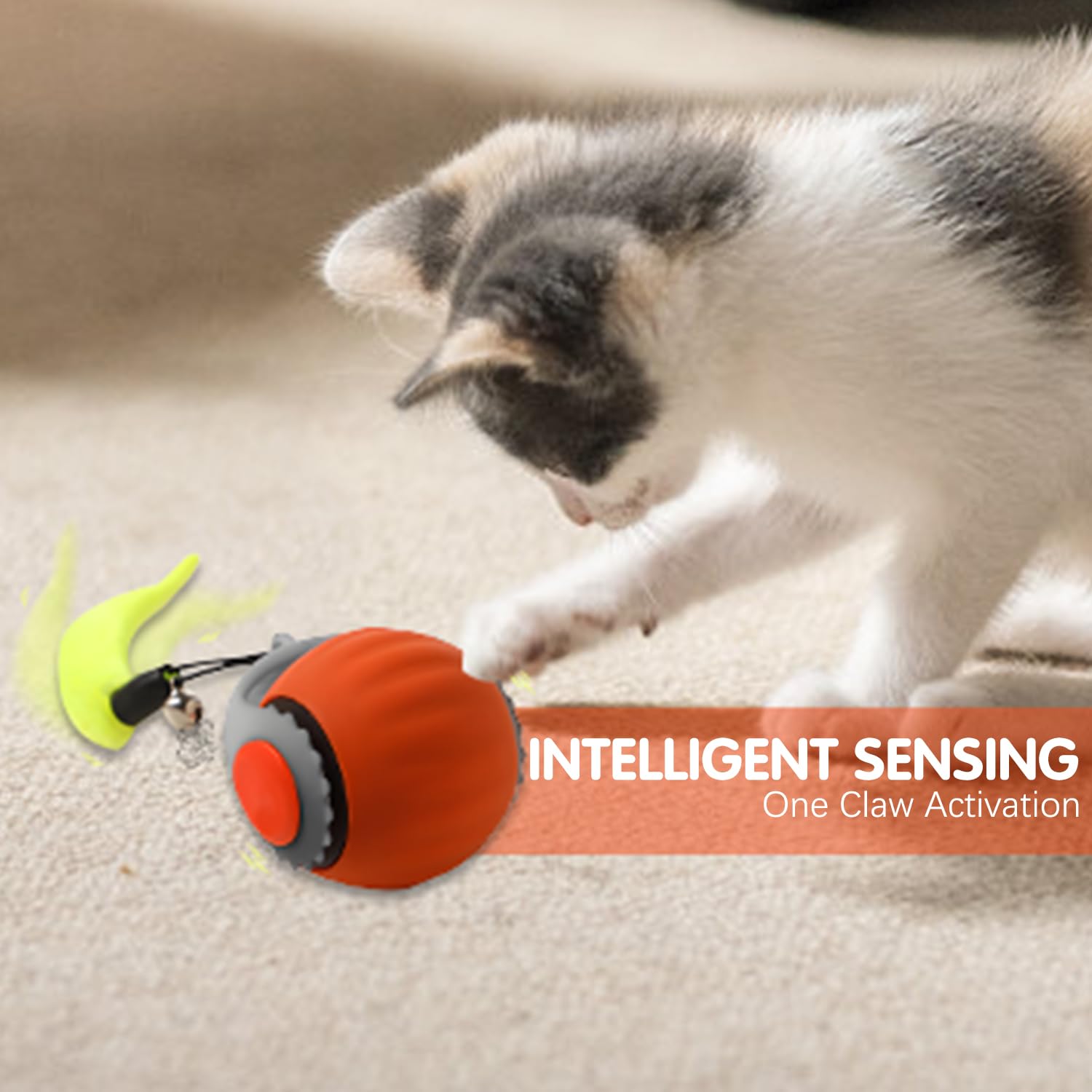 Lonniy Speedy 3.0 Ball, Smart Interactive Cat Toy Balls, Automatic Rolling Ball 2.0 Enrichment Toy, With Tail Two Speed Adjustme