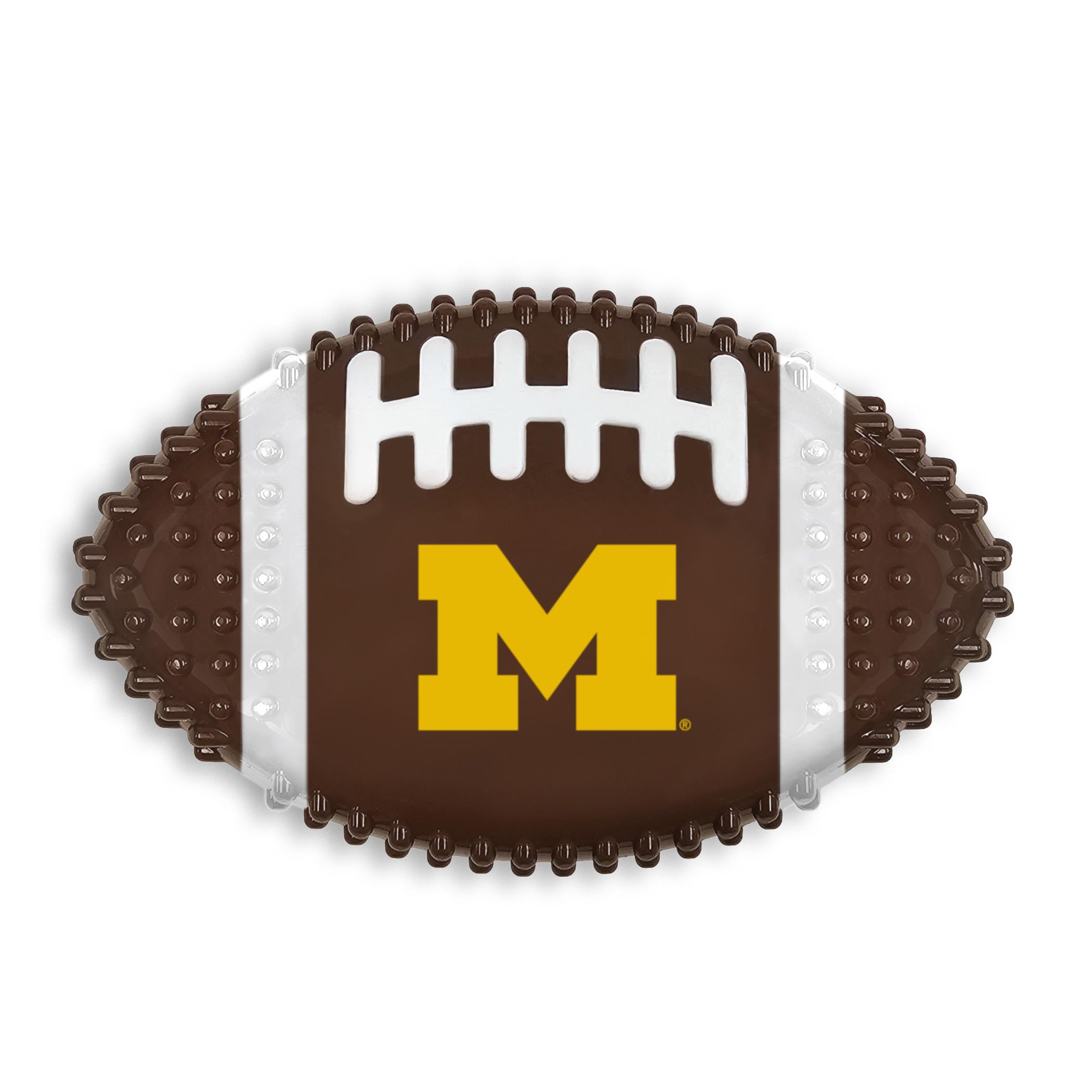 Ncaa Michigan Wolverines Mega-Chew Hard Nylon Bacon-Flavored Dog Bone Football Chew Toy. Interactive Tasty & Fun Dog Chew Toy. I