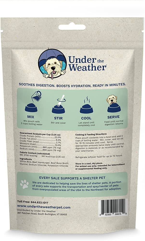 Under the Weather Easy to Digest Bland Dog Food Diet for Sick Dogs | Contains Electrolytes | Gluten Free, Freeze Dried 100% Huma