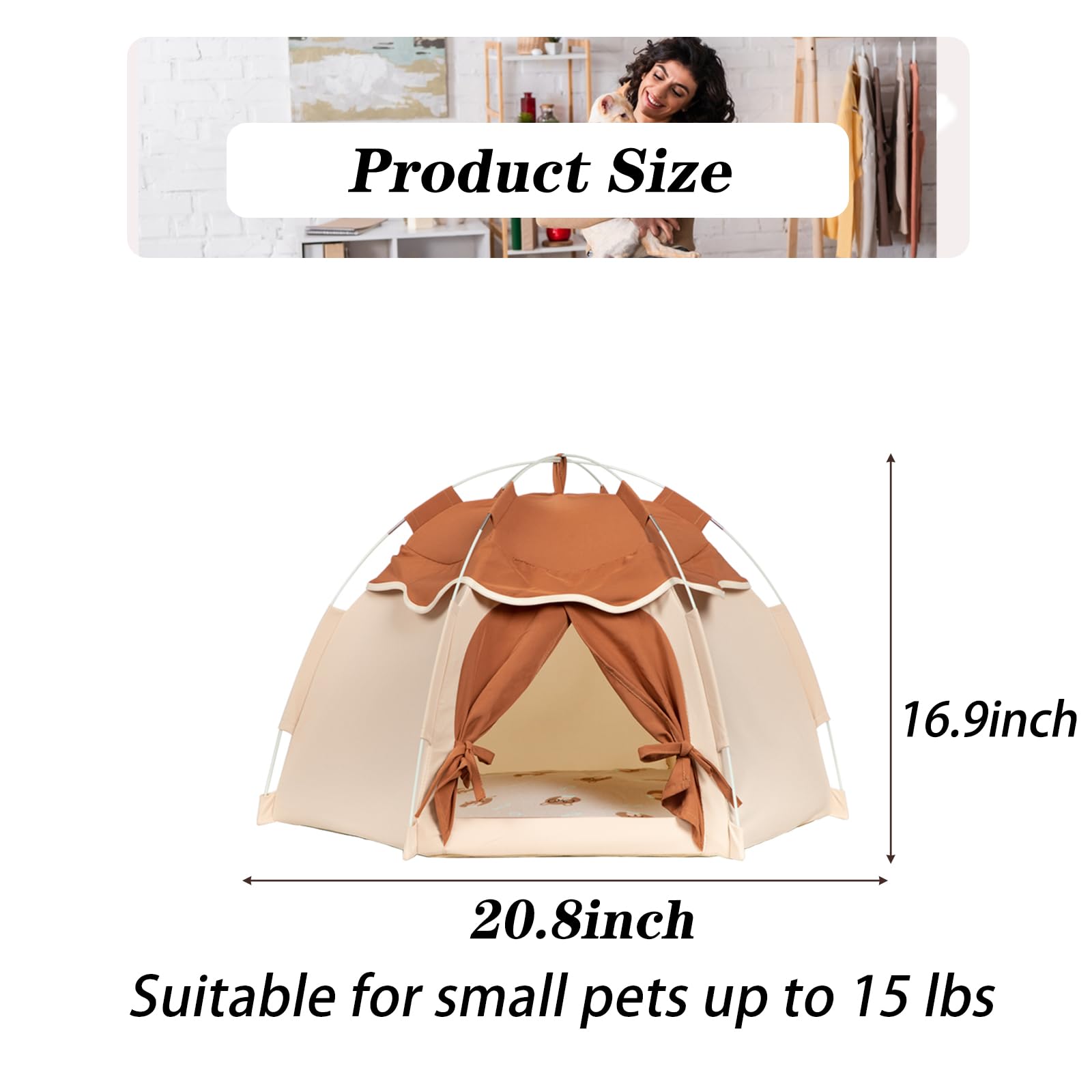 Gigreinc Cat Tent For Indoor, Indoor Dog House,Kitten Tent Suitable For Samll Dogs,Pet Cute Cave Nest Dog Houses(Beige, Medium)