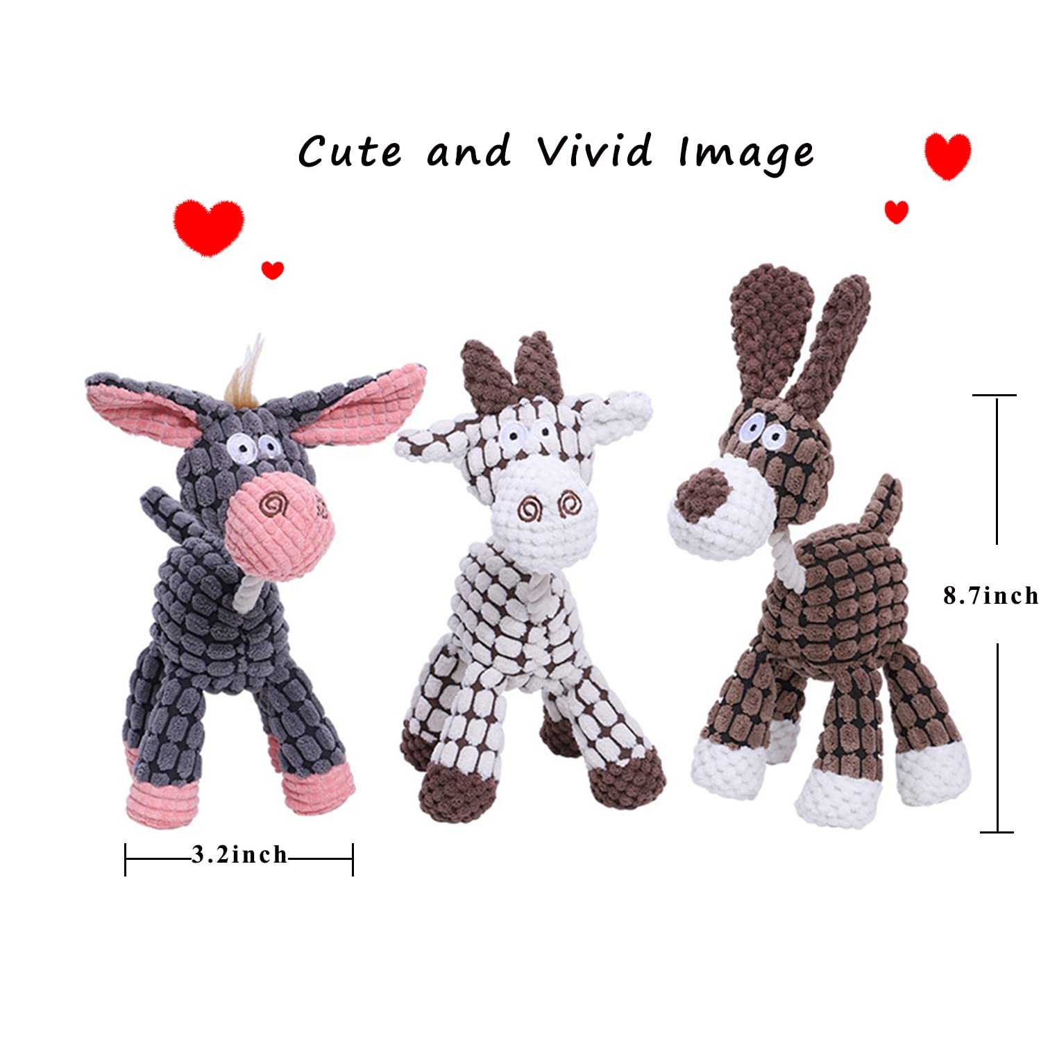 Lwbmg Squeaky Dog Toys For Puppy, 3 Pack Stuffed Animal Plush Dog Toys With Squeakers, Cute Dog Toys For Teething, Dog Chew Toys