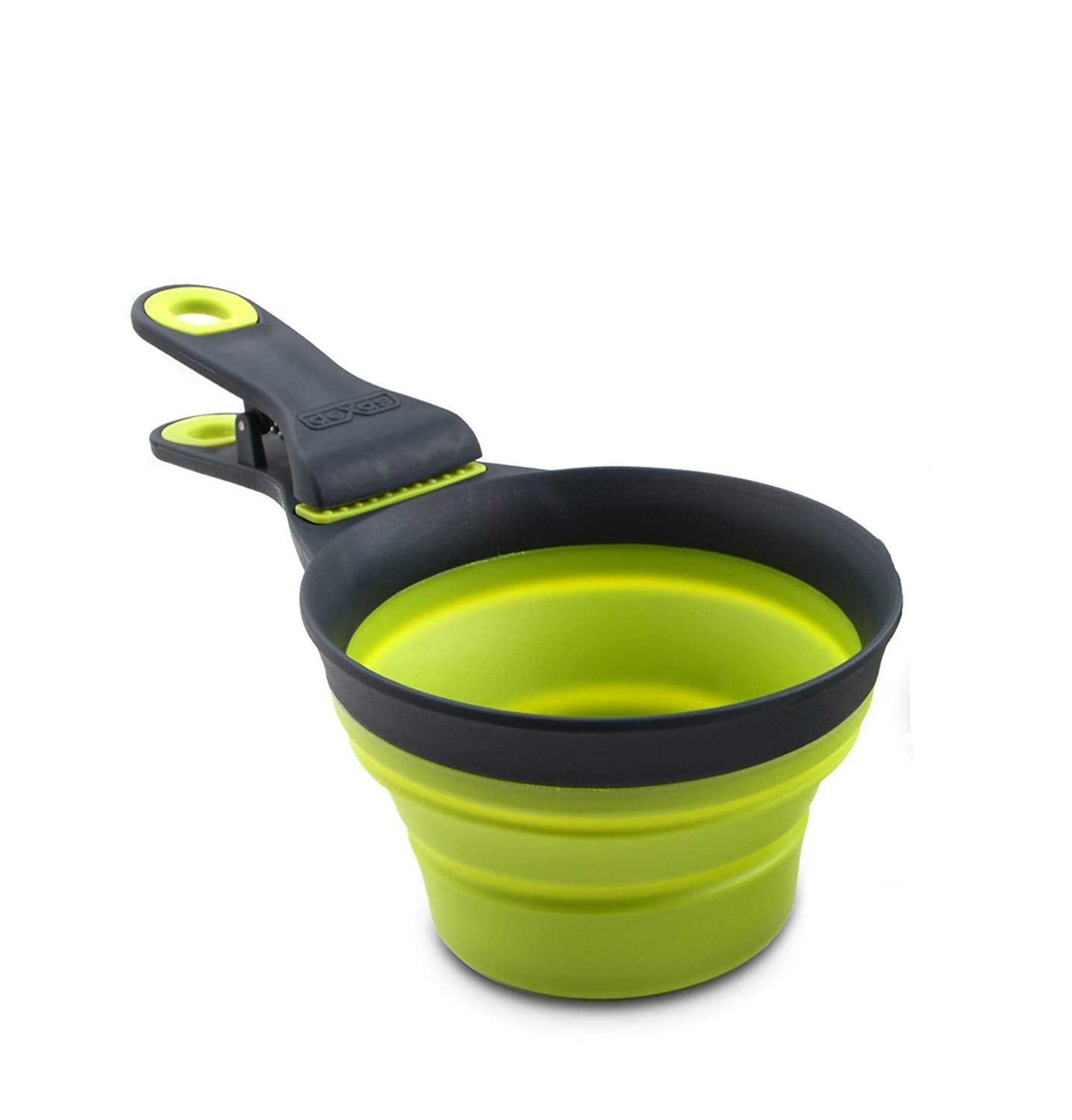 Dexas Popware for Pets Collapsible Klip Scoop, 3 in 1 Design Convenient Measuring Cup, Food Scooper and Bag Clip, 1/2 Capacity P