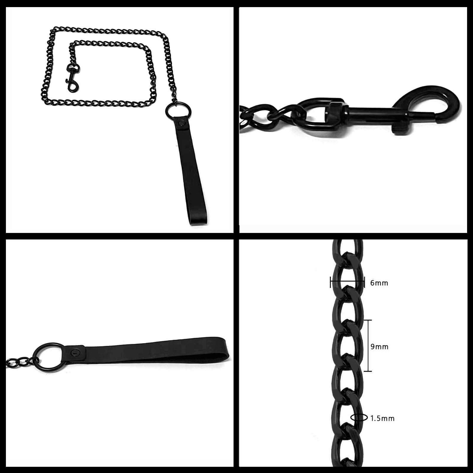 Tosmifairy Black Faux Leather Gothic Choker Collar For Dog Cat With Leash,Cosplay Necklaces And Hauling Chains,Adjustable Pet Ne