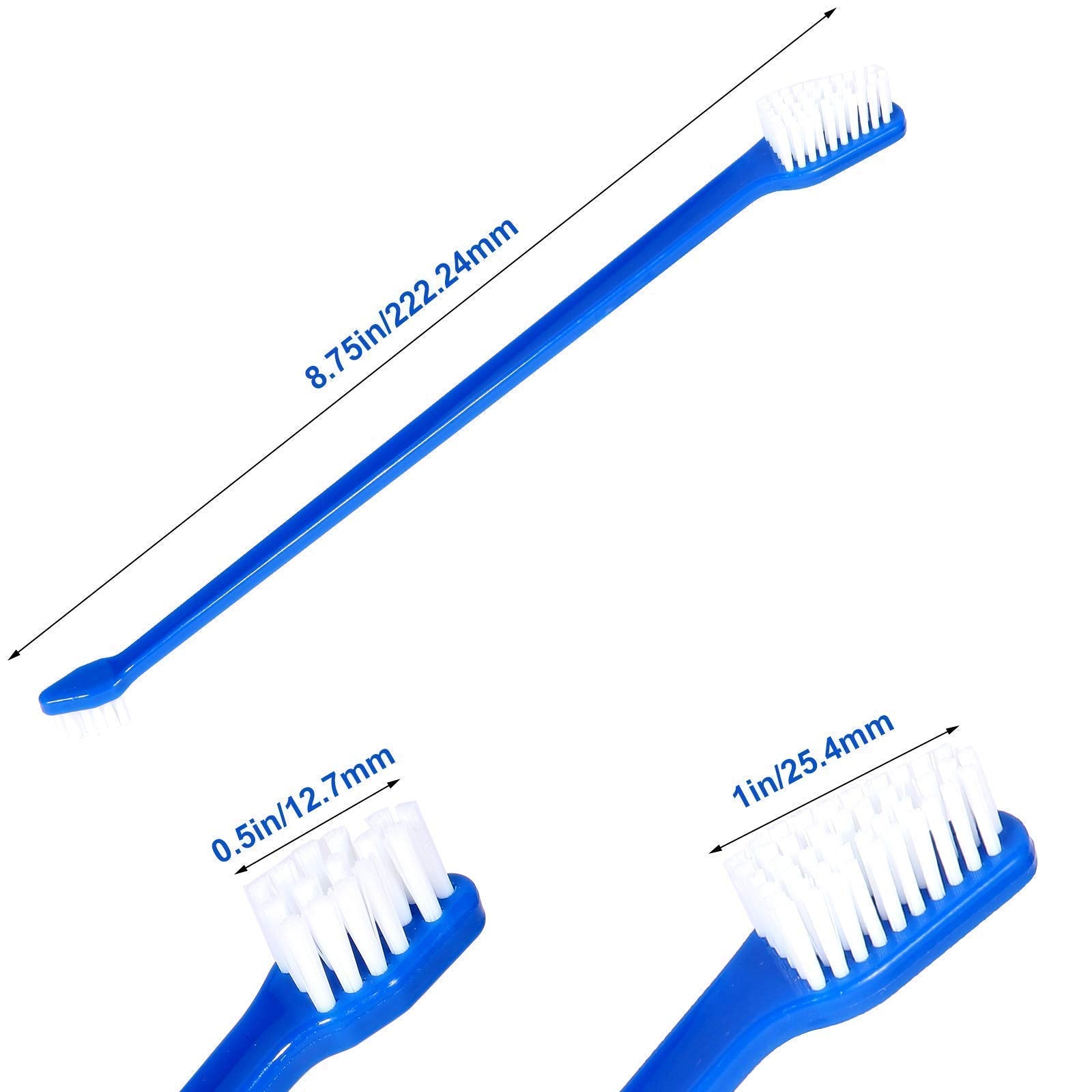 Newday Double-Headed Pet Toothbrushes, 50 Pcs, Super Soft Bristles, Blue