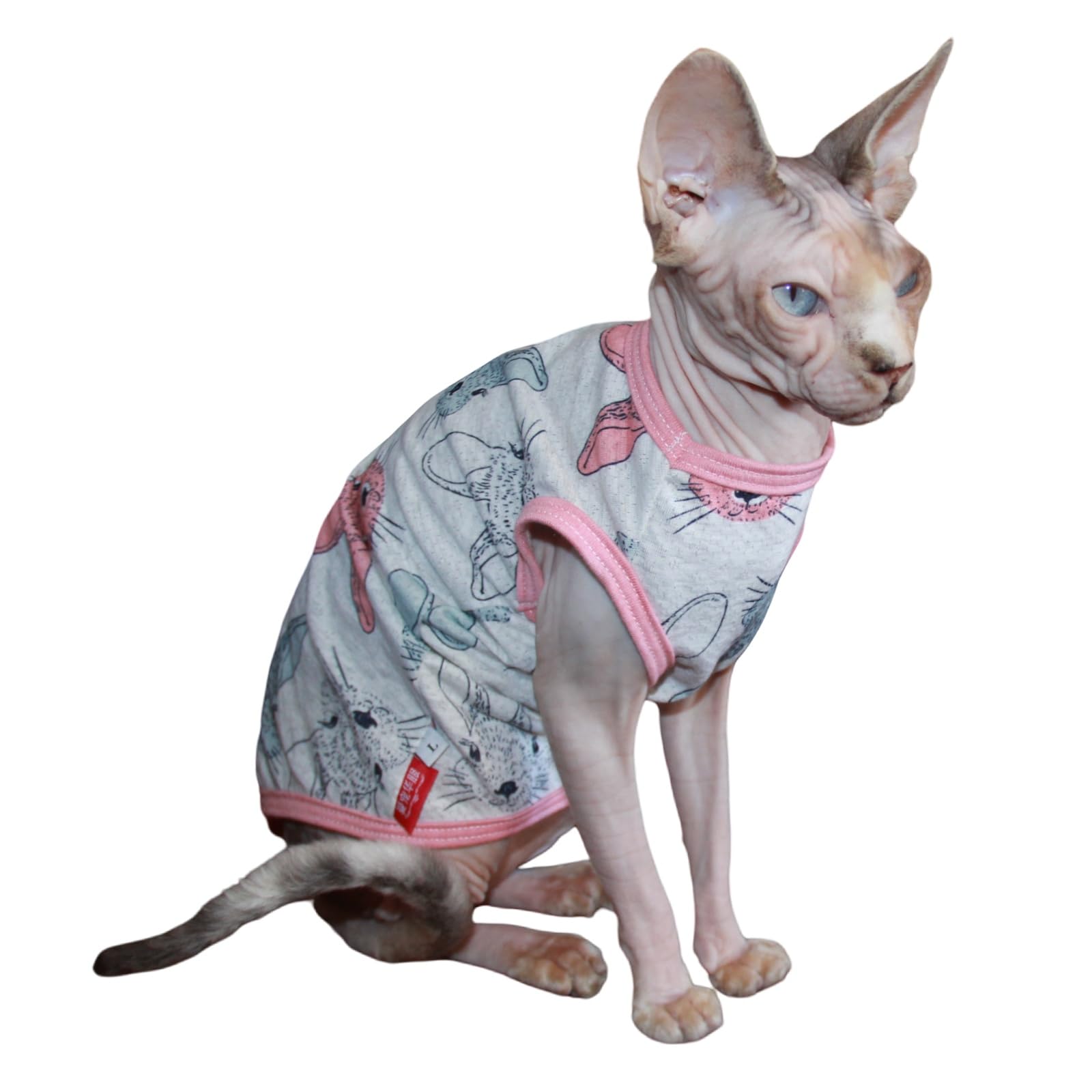 Sphynx Cat Clothes Vest Hairless Cat T-Shirts Pet Kitten Clothes Kitten Shirts Vest Cats & Small Dogs Apparel (Easter Bunny, Med