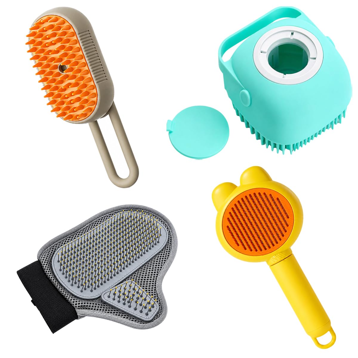 Pet Grooming Kit With Steam Bath Brush Self Cleaning Brush Massage Glove
