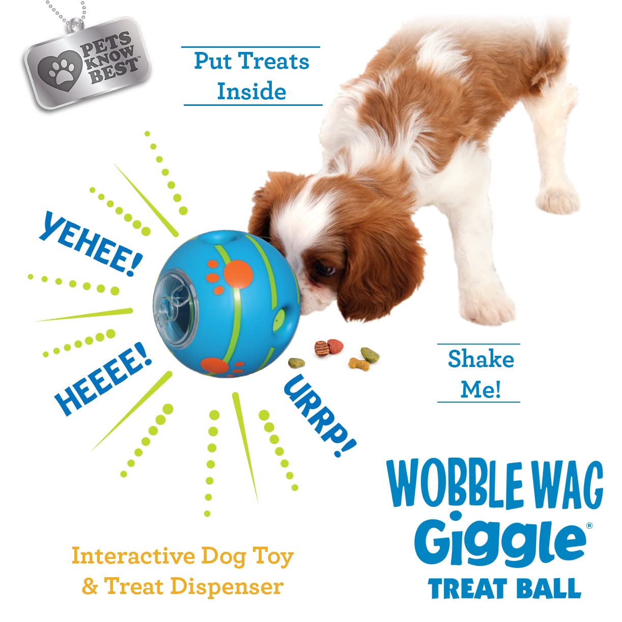 Wobble Wag Giggle Treat Ball- Interactive Dog Toy & Treat Dispenser, Fun Giggle Sounds When Rolled or Shaken, Great for Dogs Pet