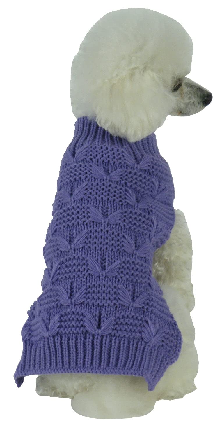 Pet Life ® Butterfly Stitched Fashion Pet Sweater - Designer Heavy Cable Knitted Dog Sweater with Turtle Neck - Winter Dog Clothes Designed to Keep Warm