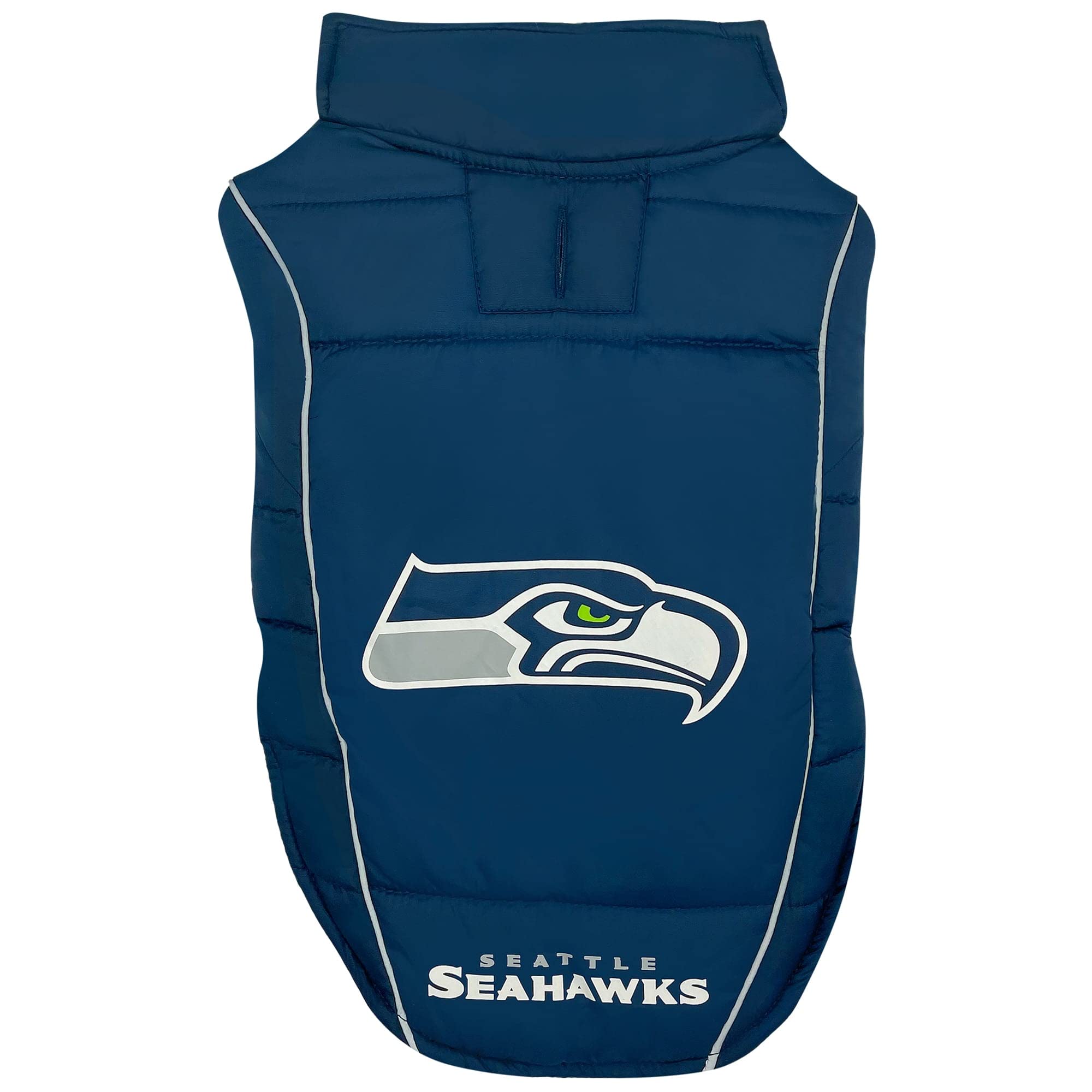 Nfl Seattle Seahawks Puffer Vest For Dogs & Cats, Size Medium. Warm, Cozy, And Waterproof Dog Coat, For Small And Large Dogs/Cat