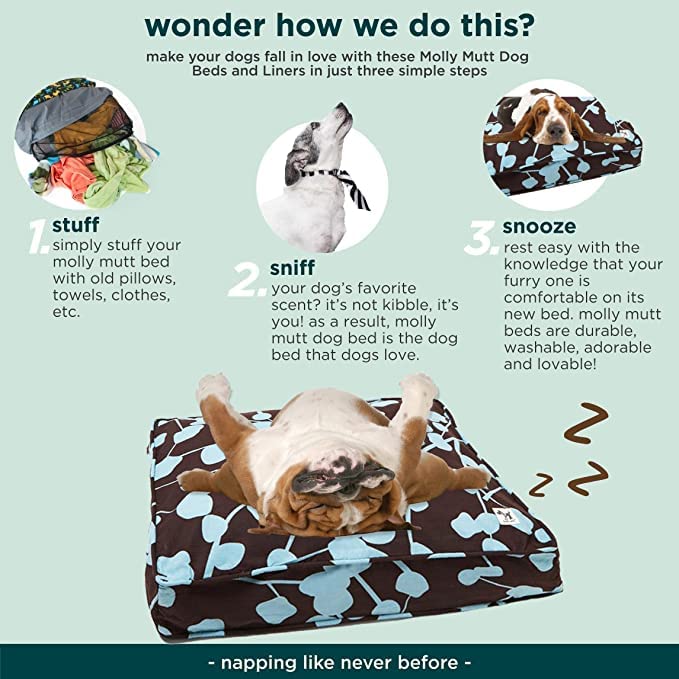 Molly Mutt Water-Resistant Dog Bed Liner, Polyester Bed Liner For Dogs, Easy To Clean, Gray, Huge, 36”X 45”X 4.75”