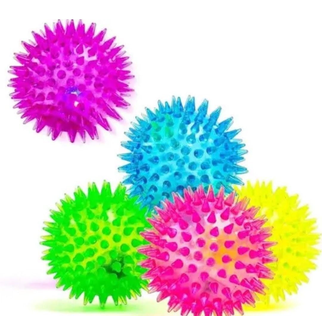 LED Flashing Spikey Ball for Pets and Kids, Colorful Light Up Sensory Toy, Available in Pack of 2, 4, 6, 12 and 24 (2)