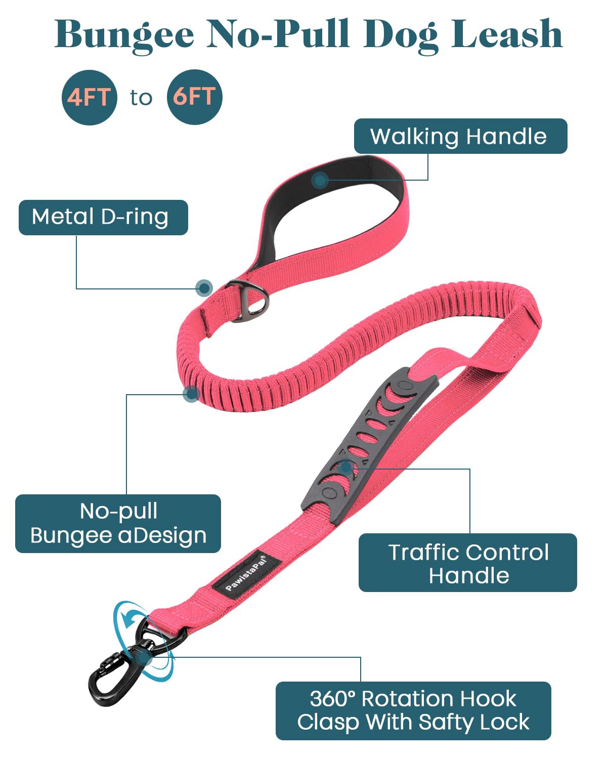 Reflective Pink Service Dog In Training Vest Harness Leash Set For Extra Large Dogs, Adjustable Heavy Duty Padded Dog Harness, W