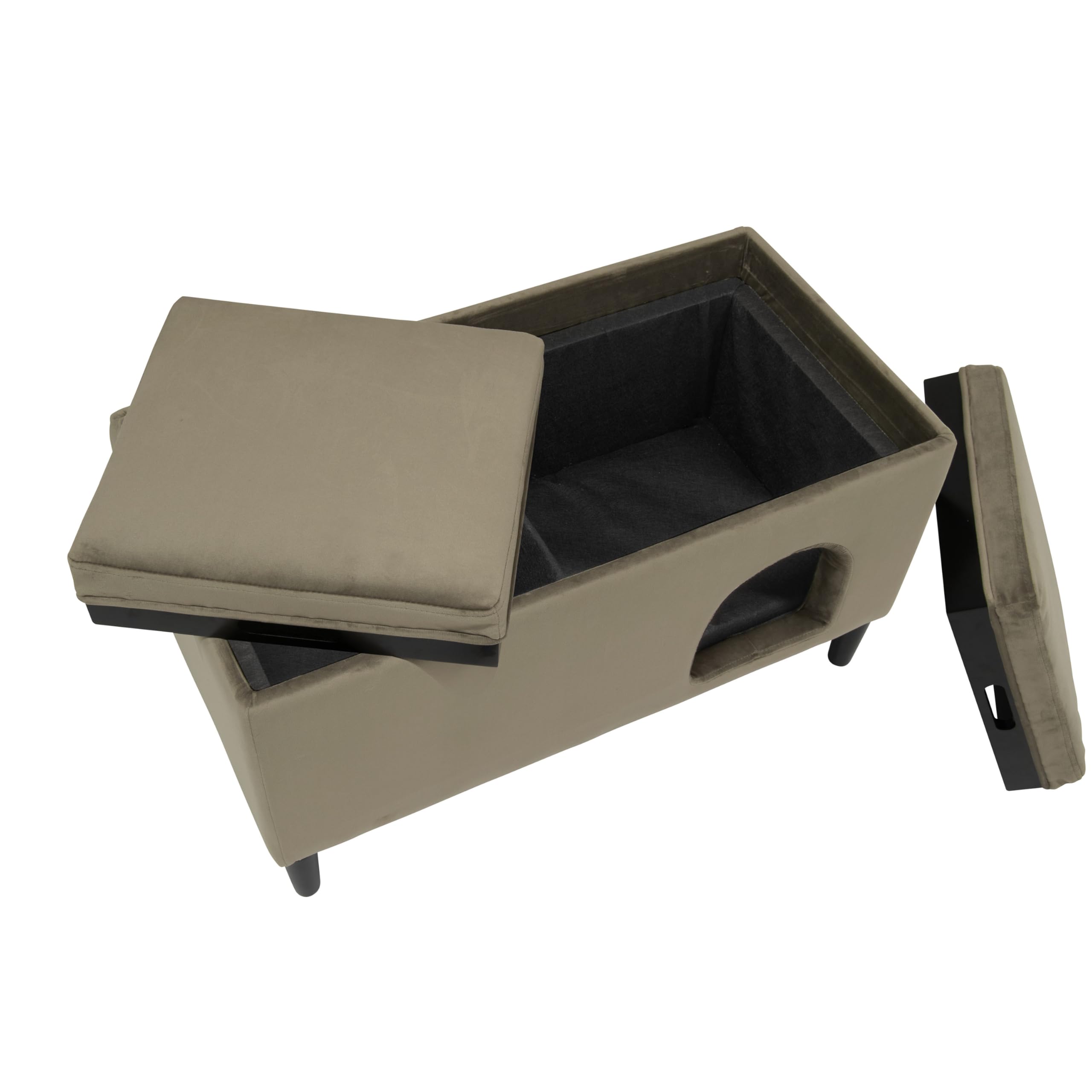 Paws & Purrs Modern 32'' Wide Pet Ottoman Bed For Small To Medium Dog Or Cat, 32.0'' L X 16.0'' W X 18.8'' Th, Ash