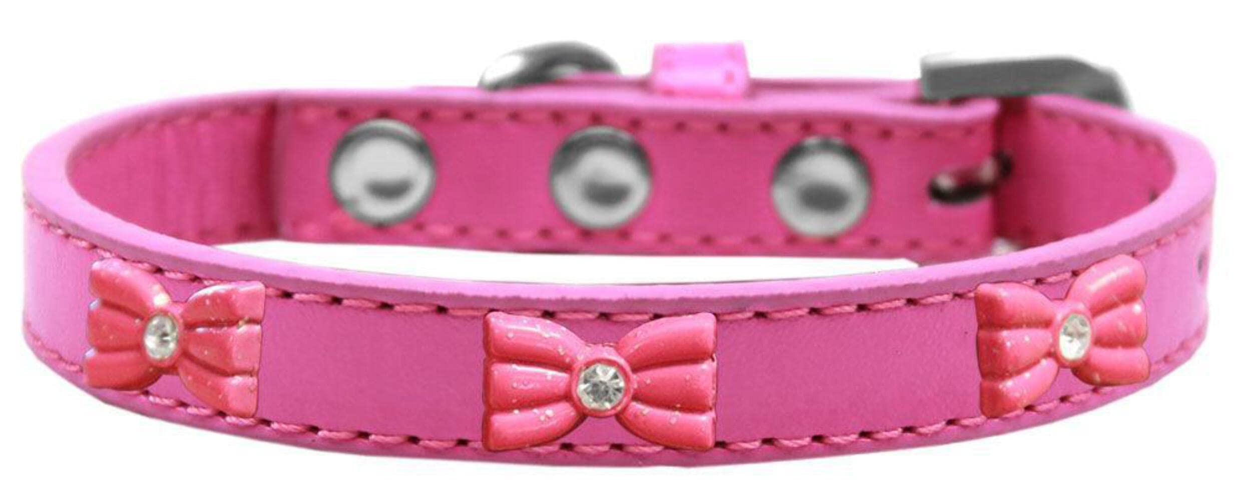 Mirage Pet Products 631-11 LV20 Pink Glitter Bow Widget Dog Collar Lavender, Size 20