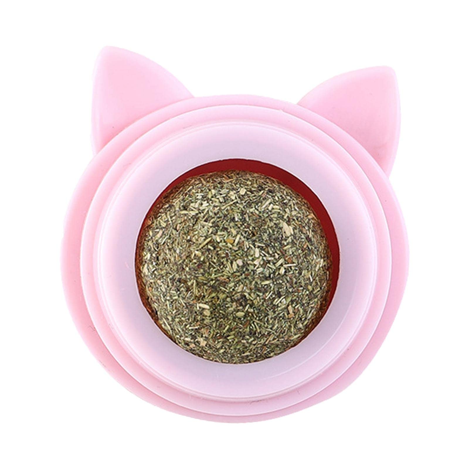 Ujeavette Cat Catnip Lick Ball Adhesive Cleaning 360 Rotatable Ball Cat Pink