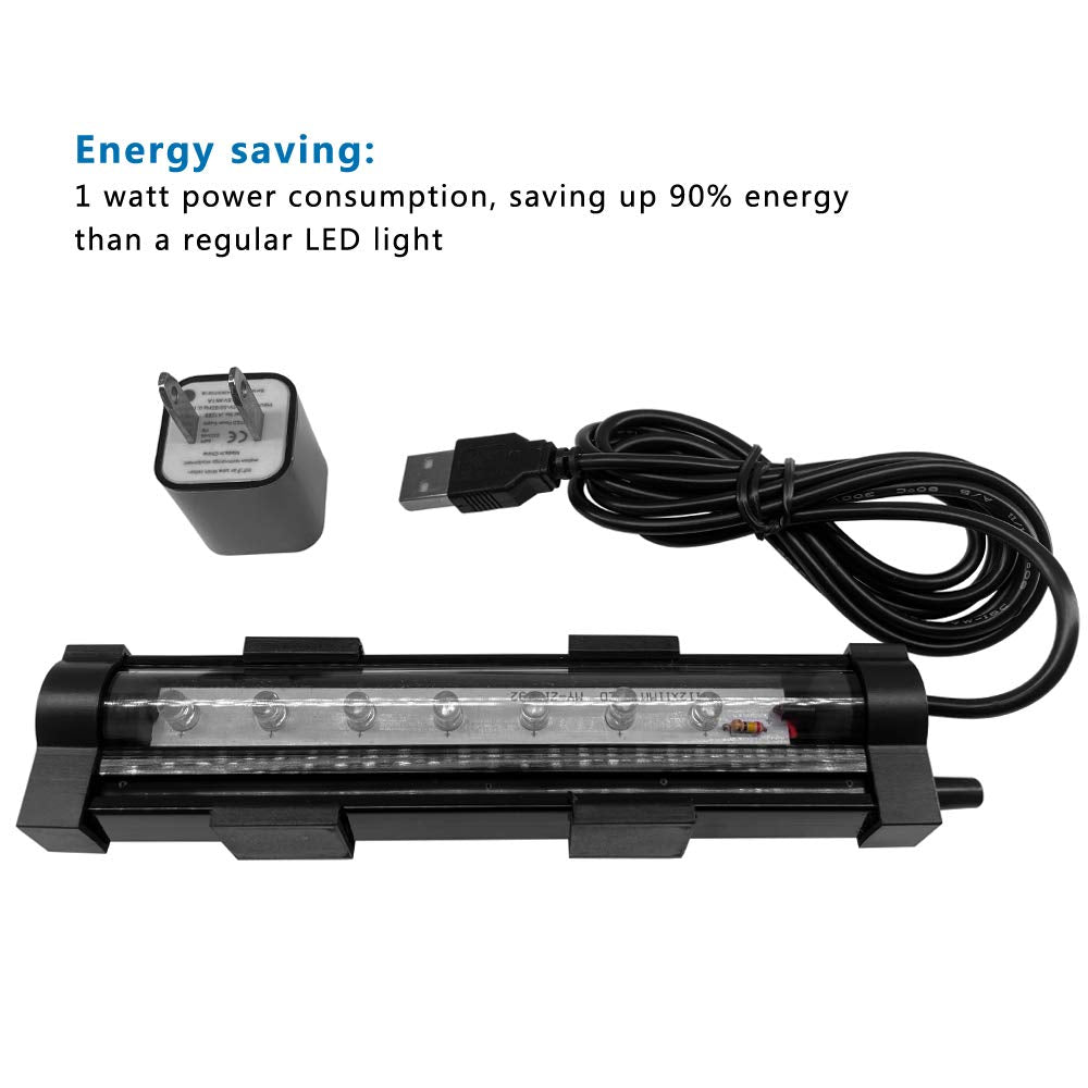 Pulaco 1 Watt Aquarium Fish Tank Air Stone With Automatic Color Changing Led Light For Small Fish Tank Air Pump