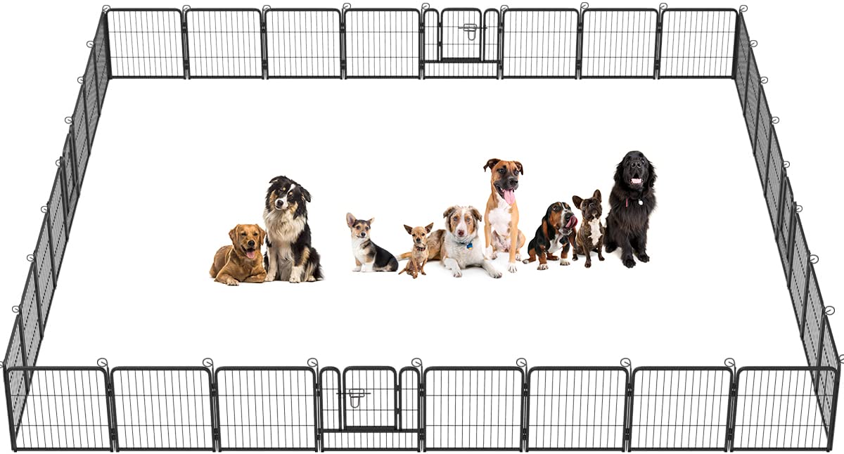 BestPet | Dog Playpen | 24 Inch, 32 Panels | Heavy Duty Metal Pet Exercise Pen | Indoor Outdoor Fence Panels | Rust-Resistant, R
