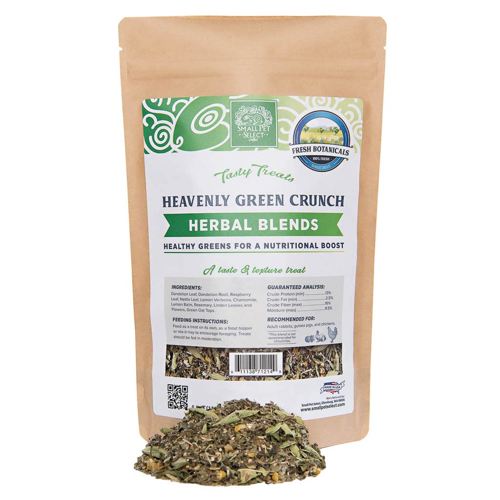 Small Pet Select - Heavenly Green Crunch Herbal Blend, a Natural Herbal Treat for Rabbits and Guinea Pigs, 4.4oz