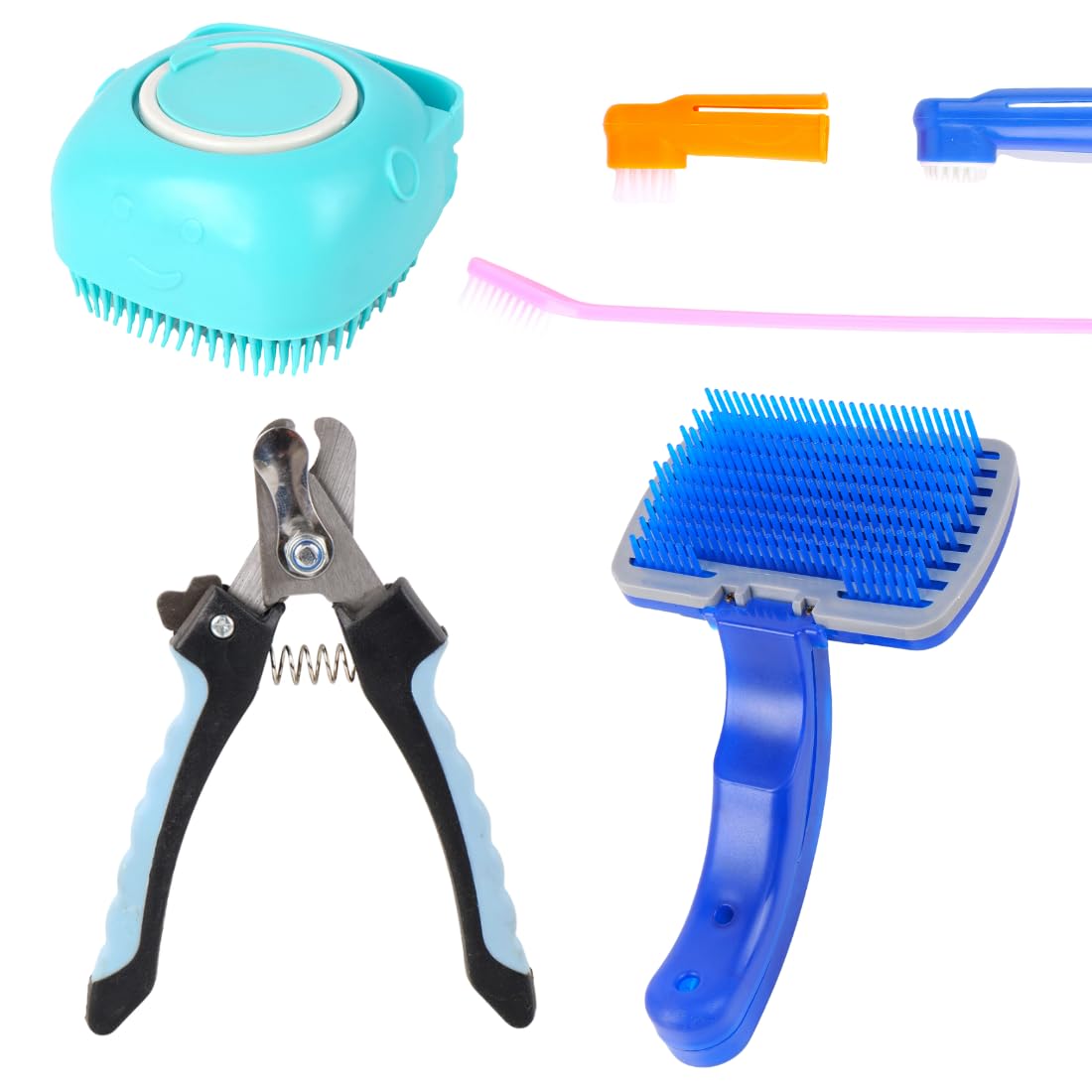 PetGrooming 4Piece Dog Grooming Kit, Professional Pet Brushes Set with Nail Clippers, SelfCleaning Slicker Brush, Deshedding T