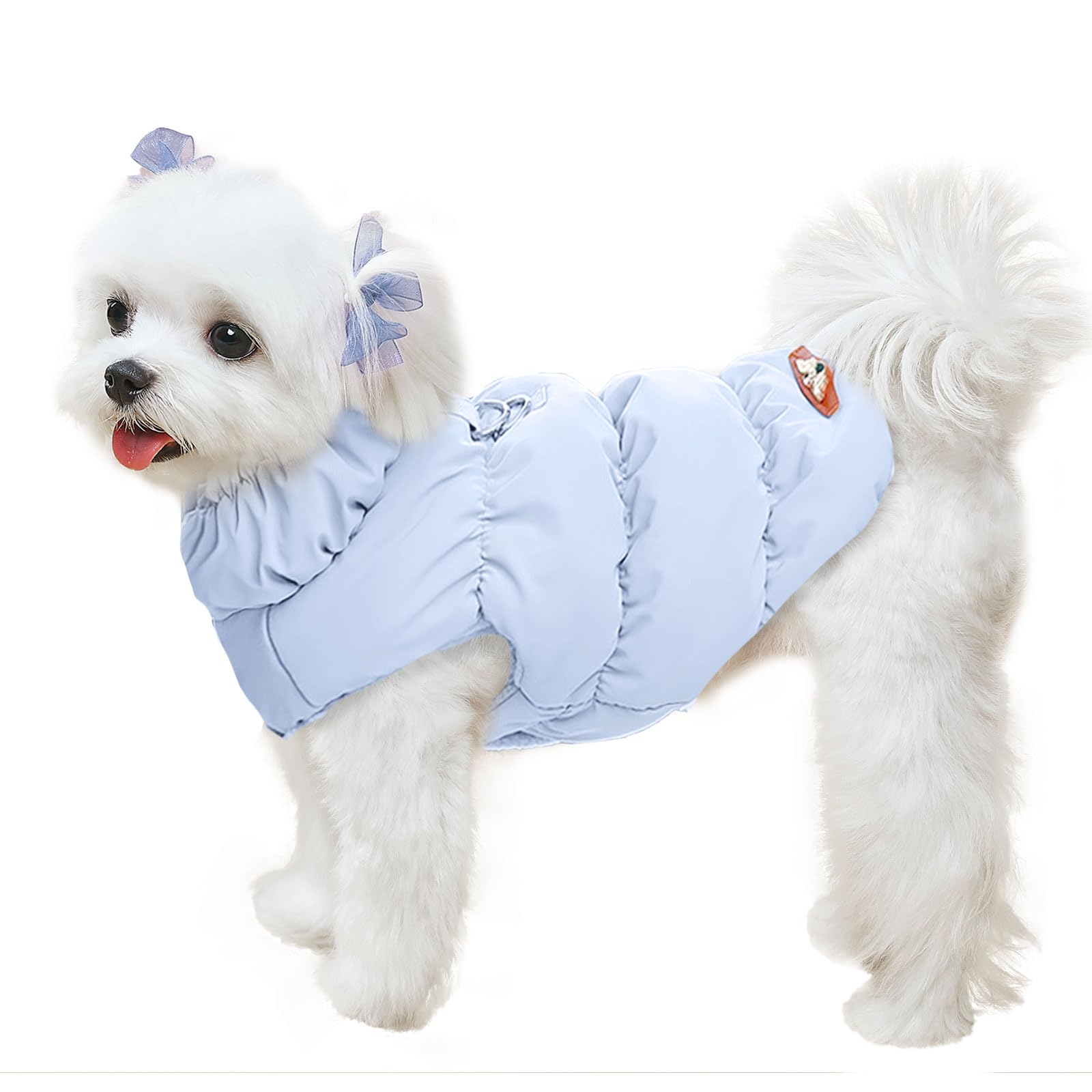 Abrrlo Winter Warm Dog Jacket For Small Medium Dogs Cats Cold Weather Coats With Harness Paded Dogs Fleece Vest Waterproof Windp