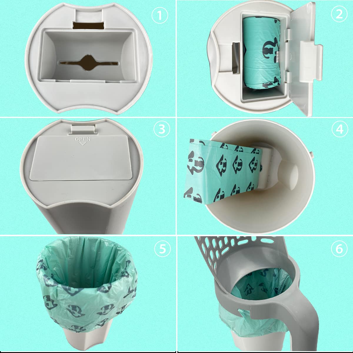 Esamploe Cat Litter Scooper With Trash Container,Portable Litter Scoop Holder,Litter Scoop With Holder Provides 215 Garbage Bags