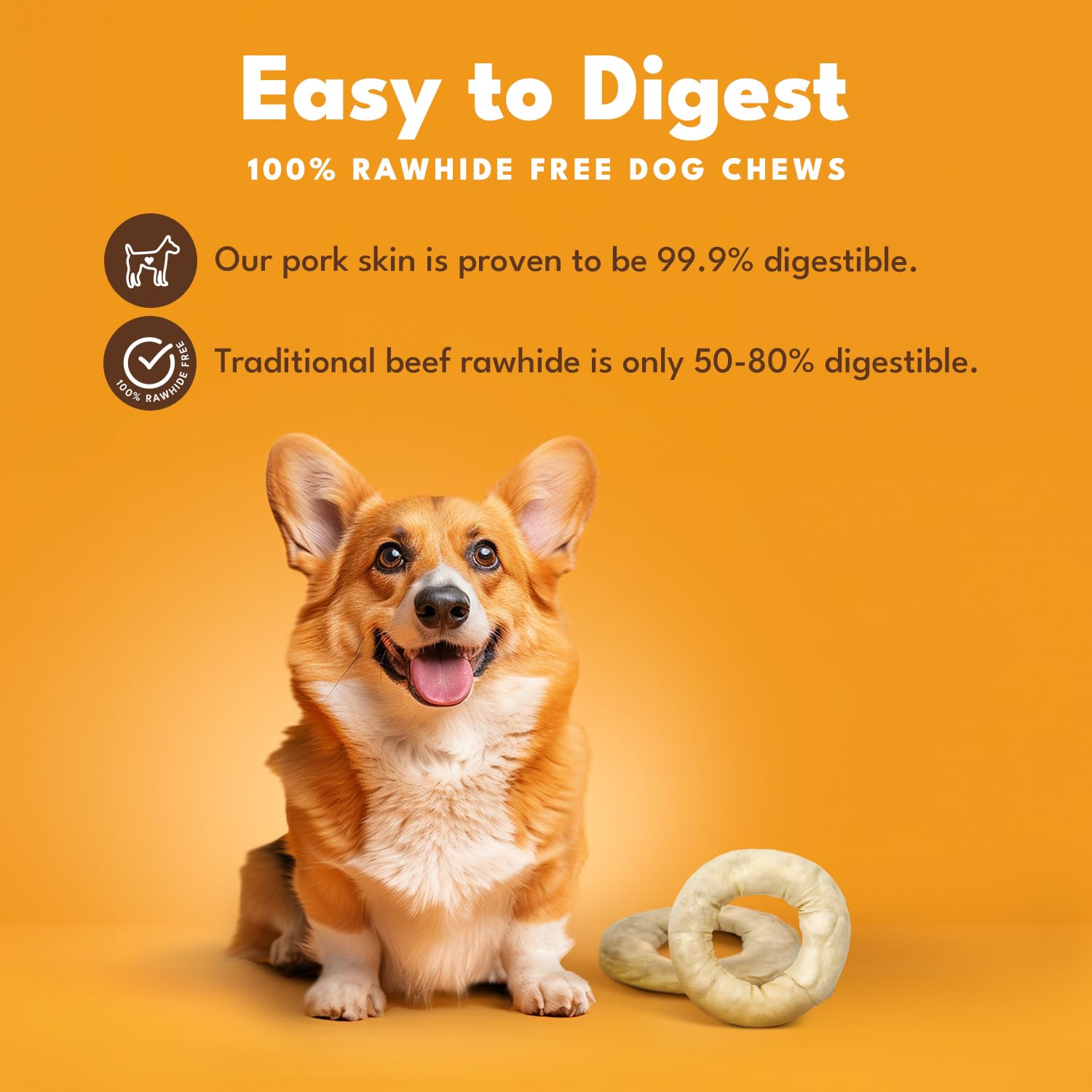 Pork Chomps Baked Pork Skin Dog Chew, 6-inch Bagel, 1 Count
