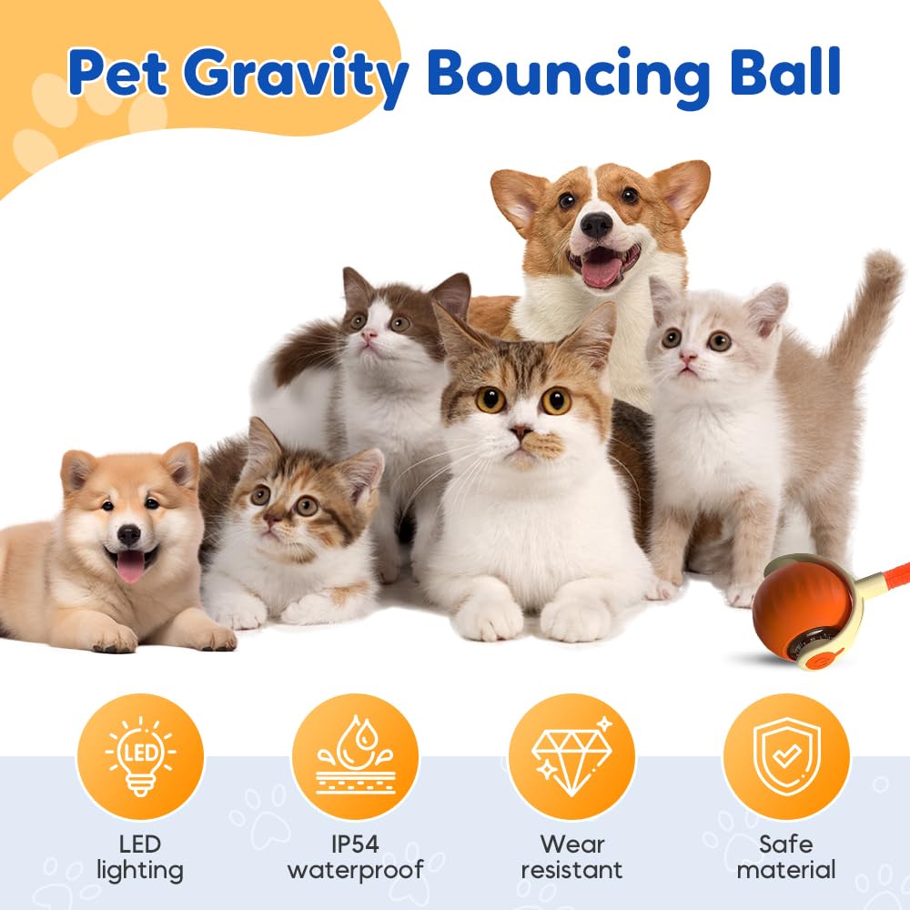 Interactive Cat Toy Balls, 2025 Upgraded Smart Self Rolling Cat Toys, Automatic Moving Cat Toy, Interactive Kitten Rolling Ball,