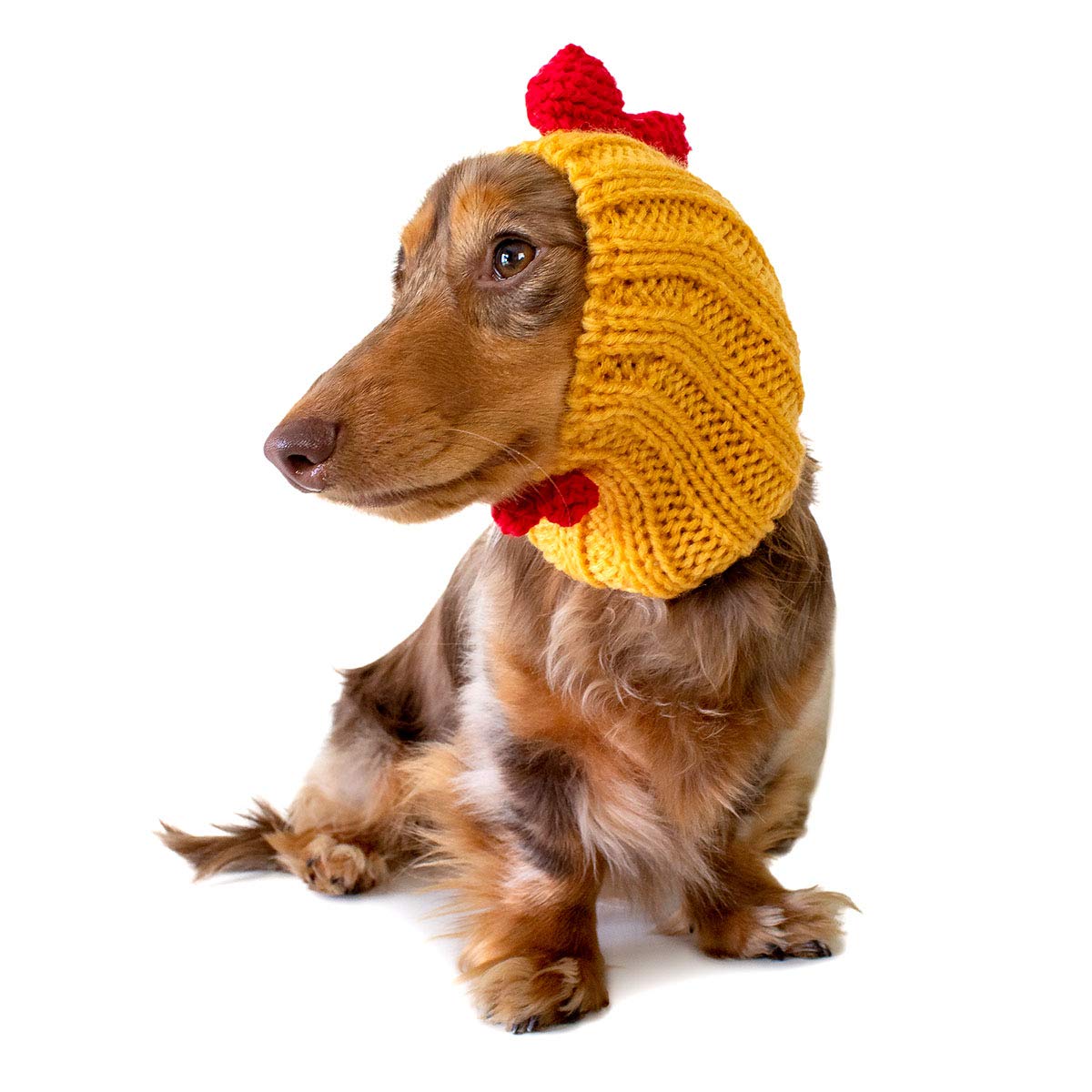 Zoo Snoods Rooster Chicken Costume for Cats & Dogs, Small - Warm No Flap Ear Wrap Hood for Pets, Dog Outfit for Winters, Hallowe