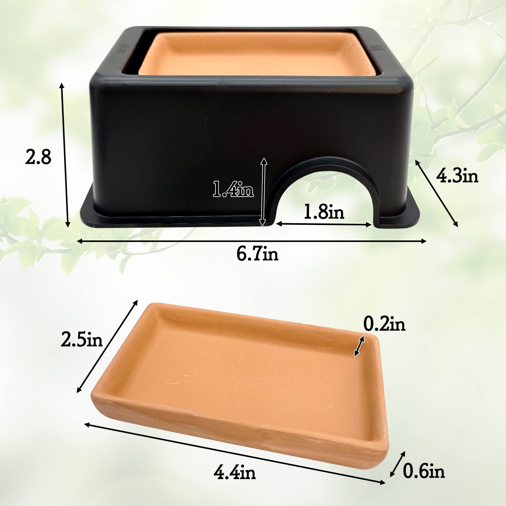 Tfwadmx 2Pcs Reptile Hide Box, Gecko Hideout And Cave With Water Supply For Lizards Snakes Leopard Gecko Spiders Frog