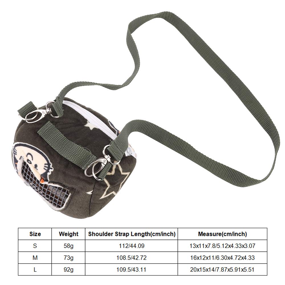 Pet Hamster Carrier, Blackish Green Flannelette Hamster Squirrel Travel Bags Portable Breathable Small Animal Carrier Outgoing S