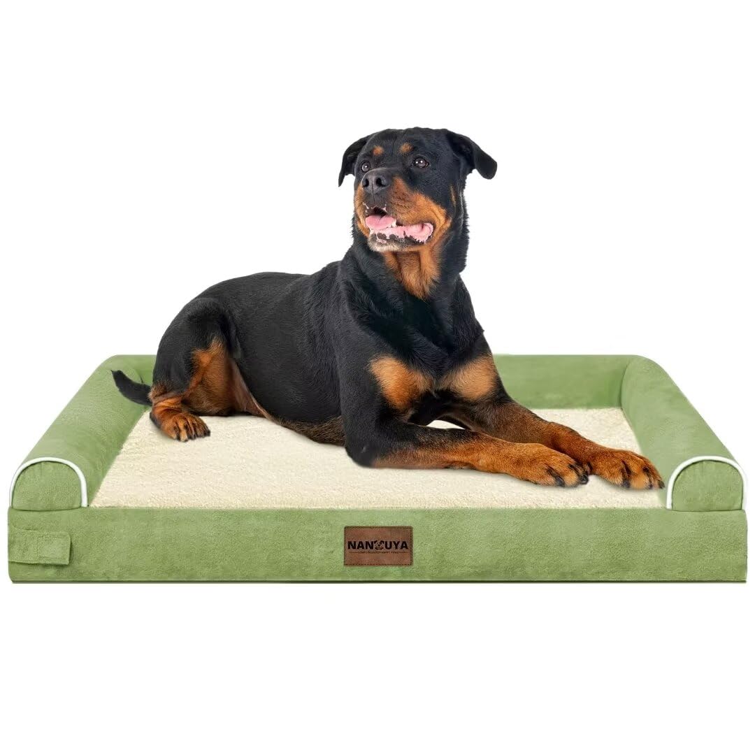 Large Dog Bed Orthopedic Washable: Beds Bolster Xxl Bed Big Xlarge Dogs Egg Crate Foam Sofa Couch Waterproof Removable Cover - Grass Green