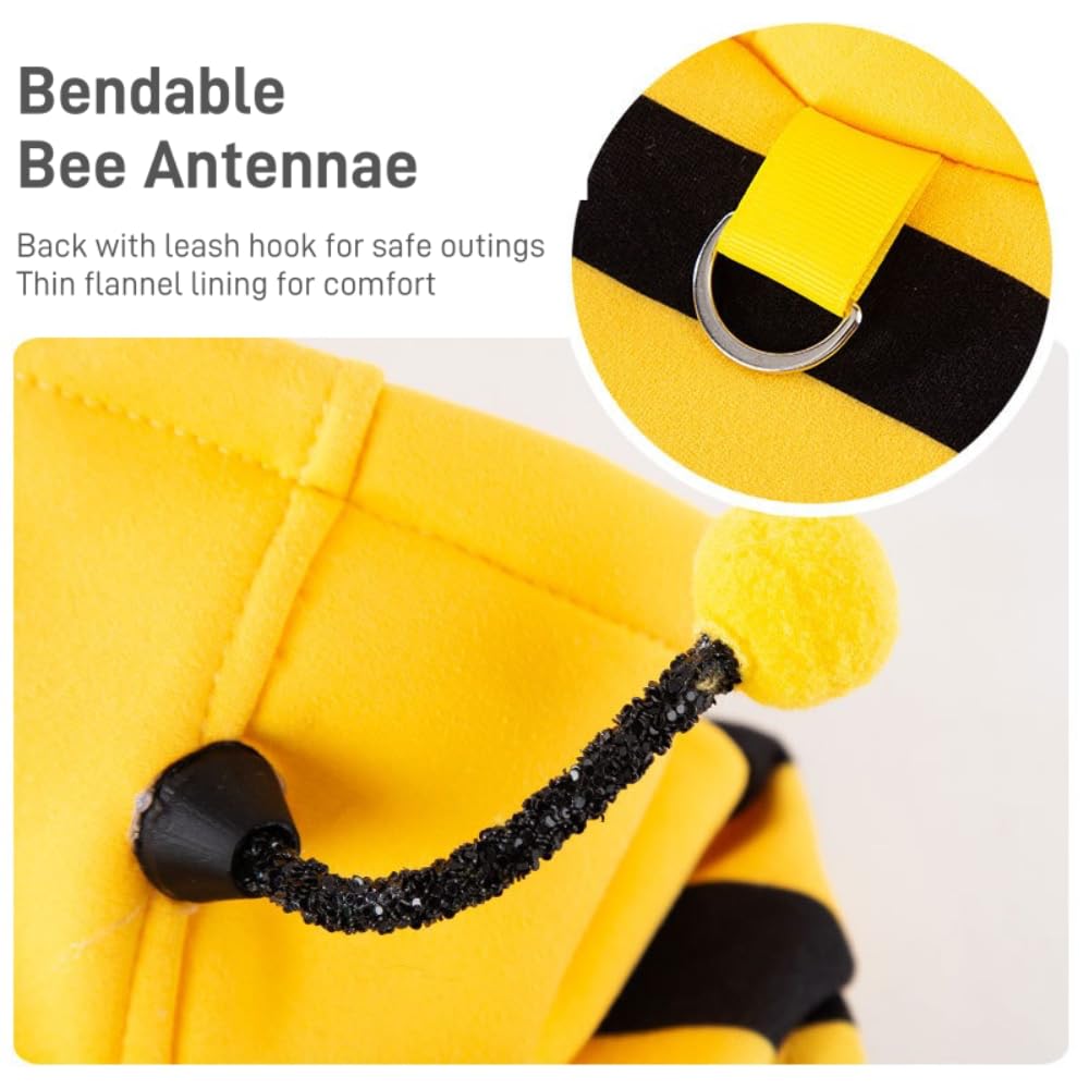 Selena Cat Bee Antennae Costume Hoodies Cute Bee Stripes Dog Kitten Puppy Pet Apparel (Small,Yellow&Black)
