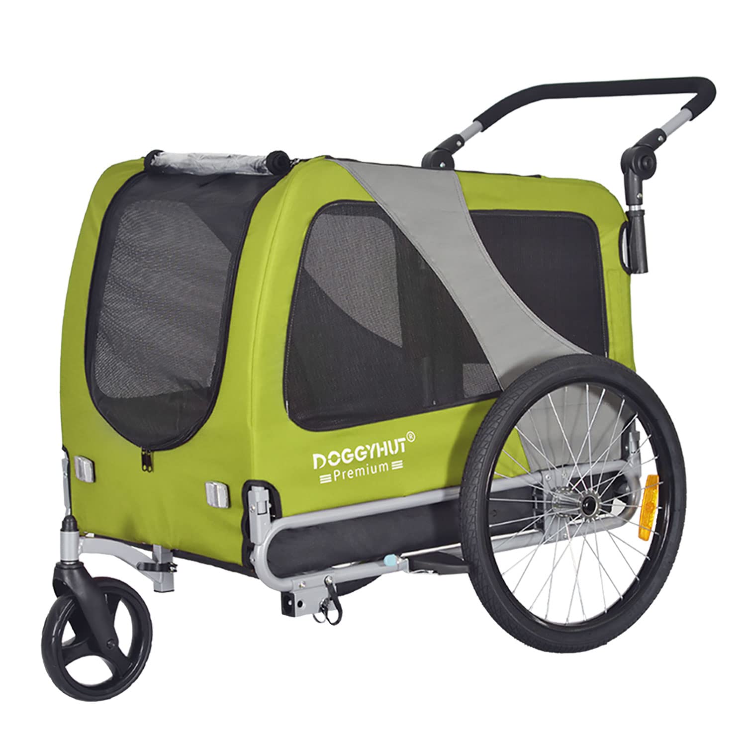 Doggyhut Premium Pet Bike Trailer & Stroller For Small,Medium Or Large Dogs,Bicycle Trailer For Dogs Up To 100 Lbs (Lime Green, Xl)