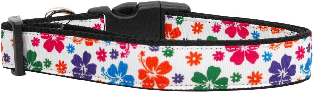 Mirage Pet Products 125-148 MD Multicolor Hawaiian Hibiscus Nylon Dog Collars, Medium