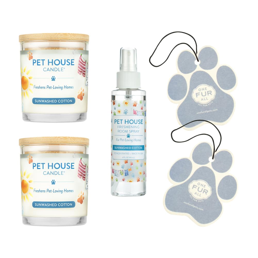 One Fur All Value Pack - Pet Friendly Candles, Room Spray And Car Air Freshener, Long Lasting Plant-Based Pet Odor Candles For H