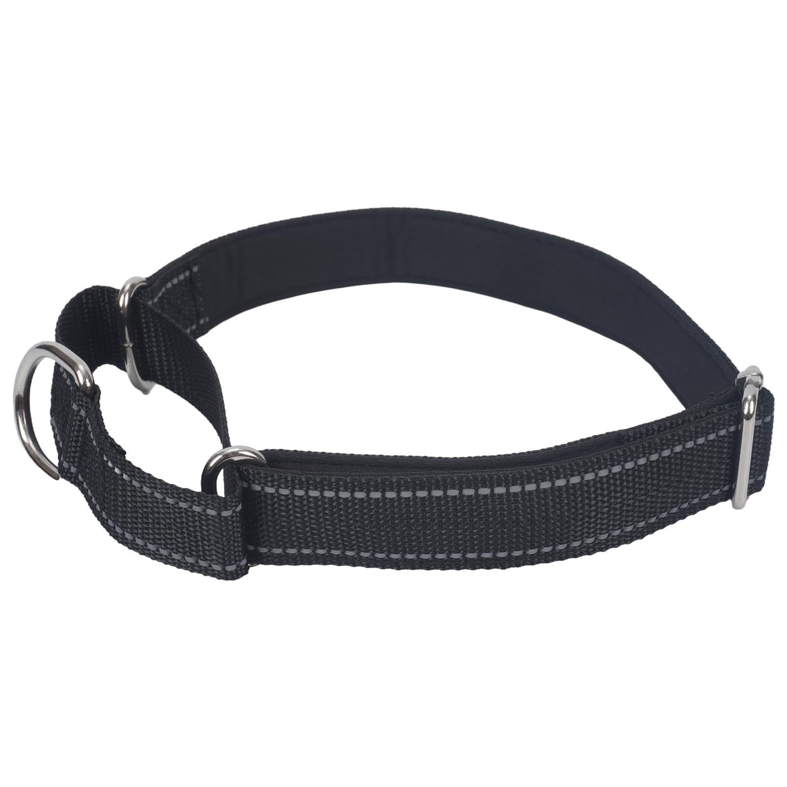 SGODA Martingale Dog Collar, Reflective Nylon Padded Dog Training Collars for Medium Dogs, Black M