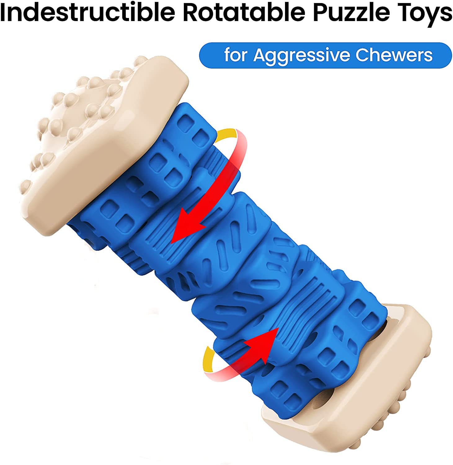 AOZOOM Tough Durable Dog Chew Toys for Aggressive Chewers, , Dog Puzzle Toys with Beef Flavor, Interactive, Safe Rubber Indestru