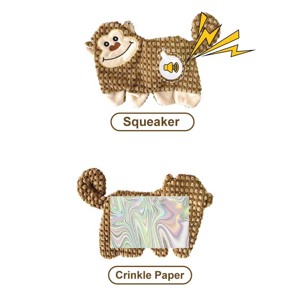 AZSSMUK Cute No Stuffing Dog Toy for Small, Medium Breeds, Fun for Indoor Puppies with Soft Squeaker and Crinkle Paper, No Mess