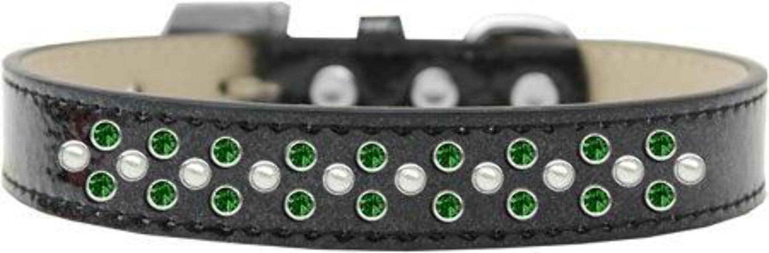 Mirage Pet Products Sprinkles Ice Cream Dog Collar with Pearl and Emerald Green Crystals, Size 20, Gold