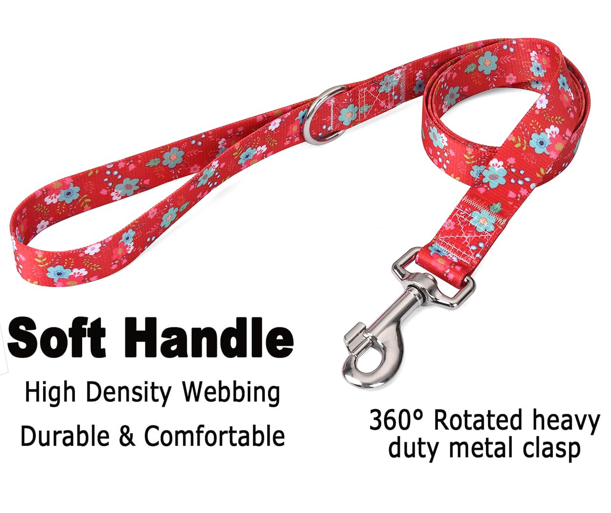 Mihqy Dog Collar And Leash Set With Bohemia Floral Tribal Geometric Patterns - Soft Ethnic Style Collar Adjustable For Small Medium Large Dogs(Red Floral Set,S)