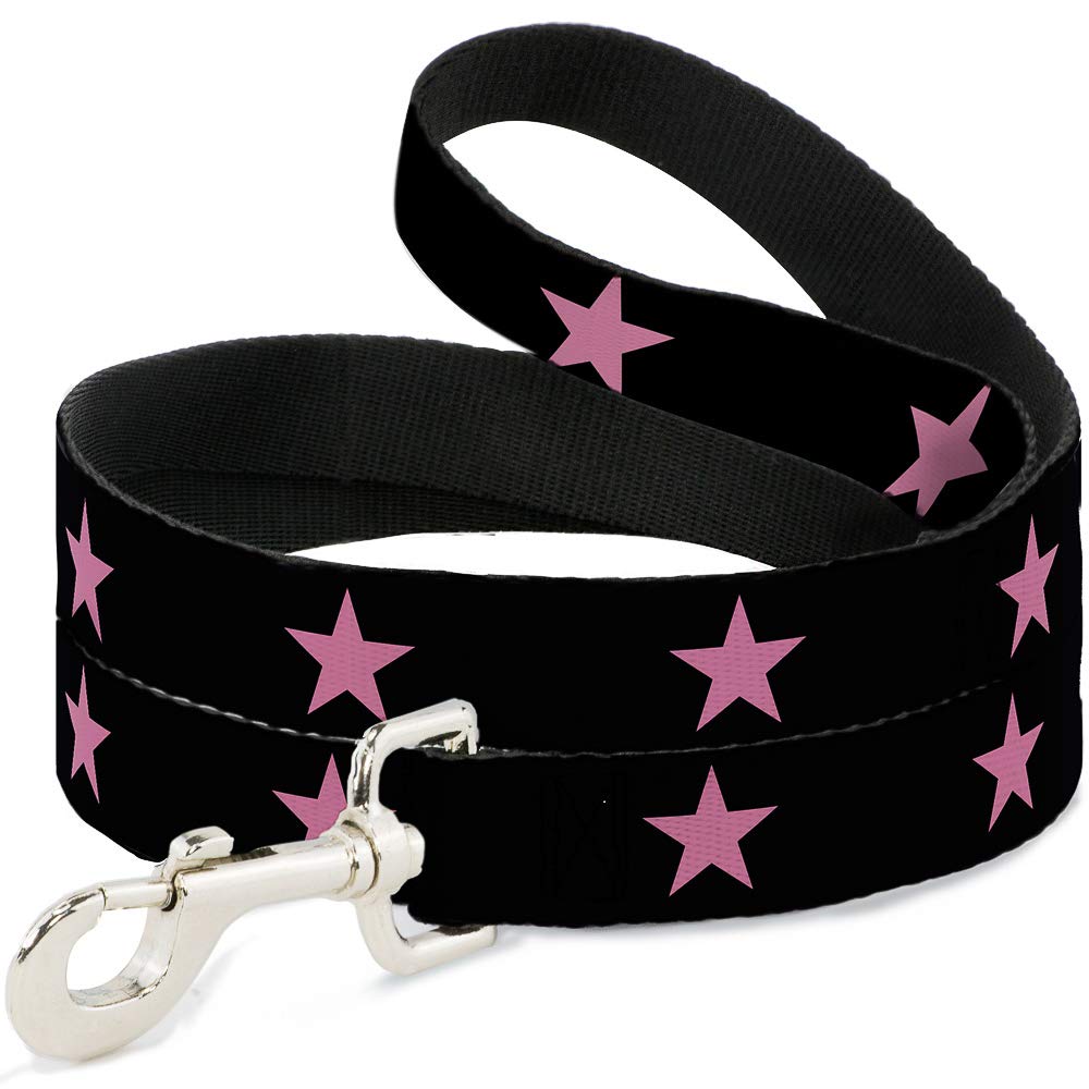 Dog Leash Star Black Pink 6 Feet Long 1.5 Inch Wide