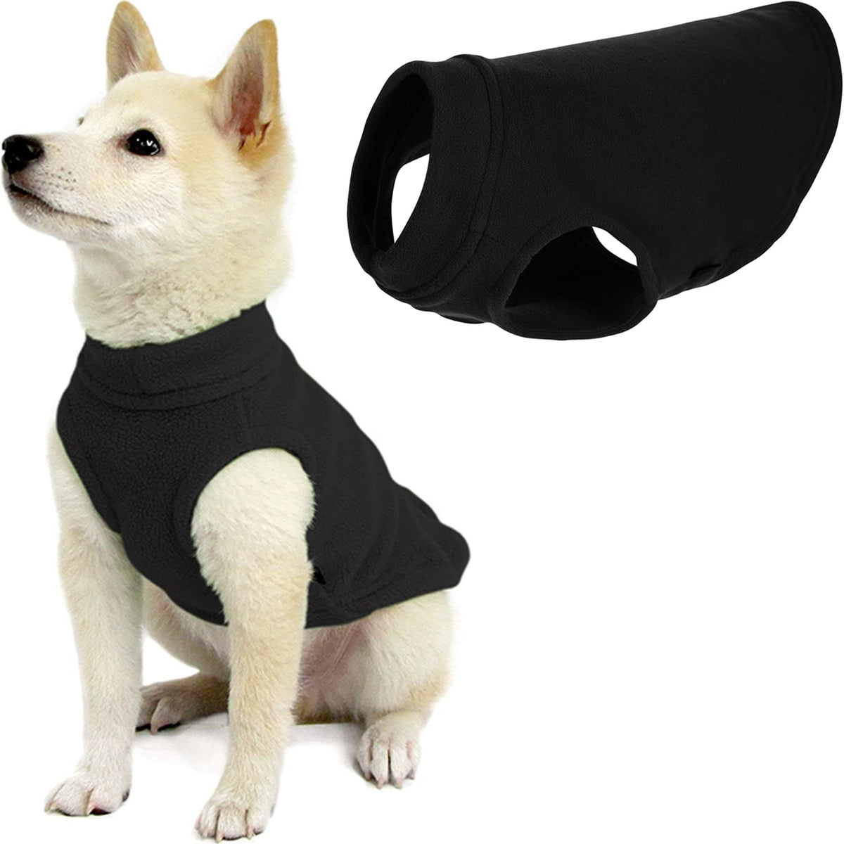 Gooby Stretch Fleece Vest Dog Sweater - Black, Medium - Warm Pullover Fleece Dog Jacket - Winter Dog Clothes For Small Dogs Boy Or Girl - Dog Sweaters For Small Dogs To Dog Sweaters For Large Dogs